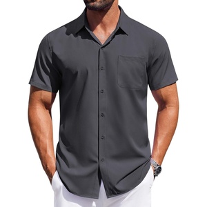 image:imageCOOFANDY Mens Short Sleeve Button Down Shirts Wrinkle Free Dress Shirt for Men Casual Untucked Shirt with PocketDark Grey