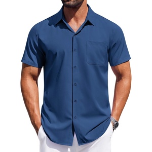 image:imageCOOFANDY Mens Short Sleeve Button Down Shirts Wrinkle Free Dress Shirt for Men Casual Untucked Shirt with PocketNavy