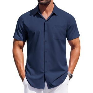 image:imageCOOFANDY Mens Short Sleeve Button Down Shirts Wrinkle Free Dress Shirt for Men Casual Untucked Shirt with PocketNavy Blue