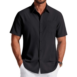 image:imageCOOFANDY Mens Short Sleeve Dress Shirts Wrinkle Free Casual Button Down Shirts with PocketBlack