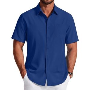 image:imageCOOFANDY Mens Short Sleeve Dress Shirts Wrinkle Free Casual Button Down Shirts with PocketBlue