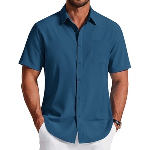 image:imageCOOFANDY Mens Short Sleeve Dress Shirts Wrinkle Free Casual Button Down Shirts with PocketMidnight Blue
