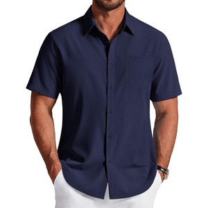 image:imageCOOFANDY Mens Short Sleeve Dress Shirts Wrinkle Free Casual Button Down Shirts with PocketNavy Blue