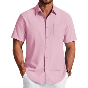 image:imageCOOFANDY Mens Short Sleeve Dress Shirts Wrinkle Free Casual Button Down Shirts with PocketPink