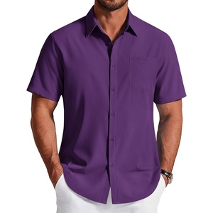 image:imageCOOFANDY Mens Short Sleeve Dress Shirts Wrinkle Free Casual Button Down Shirts with PocketPurple