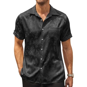 image:imageCOOFANDY Mens Silk Button Down Short Sleeve Dress Shirt01 Black