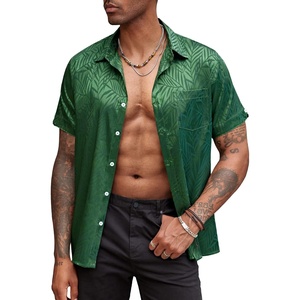 image:imageCOOFANDY Mens Silk Button Down Short Sleeve Dress Shirt02 Deep Green