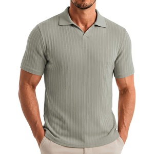 image:imageCOOFANDY Mens V Neck Polo Shirts Short Sleeve Golf TShirts Ribbed Knit Soft TeesLight Green