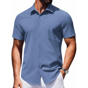 image:imageCOOFANDY Mens Wrinkle Free Shirts 2026 Short Sleeve Casual Button Down Summer Dress Shirts01blue
