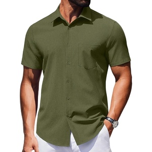 image:imageCOOFANDY Mens Wrinkle Free Shirts 2026 Short Sleeve Casual Button Down Summer Dress ShirtsArmy Green