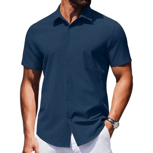 image:imageCOOFANDY Mens Wrinkle Free Shirts 2026 Short Sleeve Casual Button Down Summer Dress ShirtsDeep Blue