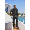 image:imageCOOFANDY Mens 2 Piece Cotton Sets Casual Long Sleeve Cuban Henley Shirt and Loose Pants Set Beach Vacation OutfitsDark Grey