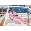 image:imageCOOFANDY Mens 2 Piece Cotton Sets Casual Long Sleeve Cuban Henley Shirt and Loose Pants Set Beach Vacation OutfitsDark Pink