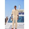 image:imageCOOFANDY Mens 2 Piece Cotton Sets Casual Long Sleeve Cuban Henley Shirt and Loose Pants Set Beach Vacation OutfitsLight Khaki