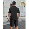 image:imageCOOFANDY Mens 2 Piece Outfits Casual Cotton Short Sleeve Polo Shirts and Shorts Sets Loose Fit Summer Athletic Track SuitsAll Black