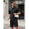 image:imageCOOFANDY Mens 2 Piece Outfits Casual Cotton Short Sleeve Polo Shirts and Shorts Sets Loose Fit Summer Athletic Track SuitsAll Black