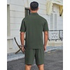 image:imageCOOFANDY Mens 2 Piece Outfits Casual Cotton Short Sleeve Polo Shirts and Shorts Sets Loose Fit Summer Athletic Track SuitsArmy Green