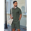 image:imageCOOFANDY Mens 2 Piece Outfits Casual Cotton Short Sleeve Polo Shirts and Shorts Sets Loose Fit Summer Athletic Track SuitsArmy Green