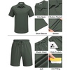 image:imageCOOFANDY Mens 2 Piece Outfits Casual Cotton Short Sleeve Polo Shirts and Shorts Sets Loose Fit Summer Athletic Track SuitsArmy Green
