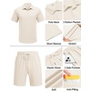 image:imageCOOFANDY Mens 2 Piece Outfits Casual Cotton Short Sleeve Polo Shirts and Shorts Sets Loose Fit Summer Athletic Track SuitsBeige