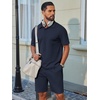 image:imageCOOFANDY Mens 2 Piece Outfits Casual Cotton Short Sleeve Polo Shirts and Shorts Sets Loose Fit Summer Athletic Track SuitsDark Blue