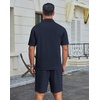 image:imageCOOFANDY Mens 2 Piece Outfits Casual Cotton Short Sleeve Polo Shirts and Shorts Sets Loose Fit Summer Athletic Track SuitsDark Blue