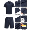 image:imageCOOFANDY Mens 2 Piece Outfits Casual Cotton Short Sleeve Polo Shirts and Shorts Sets Loose Fit Summer Athletic Track SuitsDark Blue