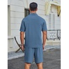 image:imageCOOFANDY Mens 2 Piece Outfits Casual Cotton Short Sleeve Polo Shirts and Shorts Sets Loose Fit Summer Athletic Track SuitsGrey Blue