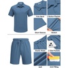 image:imageCOOFANDY Mens 2 Piece Outfits Casual Cotton Short Sleeve Polo Shirts and Shorts Sets Loose Fit Summer Athletic Track SuitsGrey Blue
