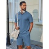 image:imageCOOFANDY Mens 2 Piece Outfits Casual Cotton Short Sleeve Polo Shirts and Shorts Sets Loose Fit Summer Athletic Track SuitsGrey Blue