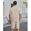 image:imageCOOFANDY Mens 2 Piece Outfits Casual Cotton Short Sleeve Polo Shirts and Shorts Sets Loose Fit Summer Athletic Track SuitsKhaki