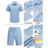 image:imageCOOFANDY Mens 2 Piece Outfits Casual Cotton Short Sleeve Polo Shirts and Shorts Sets Loose Fit Summer Athletic Track SuitsLight Blue