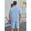 image:imageCOOFANDY Mens 2 Piece Outfits Casual Cotton Short Sleeve Polo Shirts and Shorts Sets Loose Fit Summer Athletic Track SuitsLight Blue