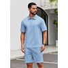 image:imageCOOFANDY Mens 2 Piece Outfits Casual Cotton Short Sleeve Polo Shirts and Shorts Sets Loose Fit Summer Athletic Track SuitsLight Blue