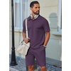 image:imageCOOFANDY Mens 2 Piece Outfits Casual Cotton Short Sleeve Polo Shirts and Shorts Sets Loose Fit Summer Athletic Track SuitsPurple