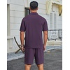 image:imageCOOFANDY Mens 2 Piece Outfits Casual Cotton Short Sleeve Polo Shirts and Shorts Sets Loose Fit Summer Athletic Track SuitsPurple
