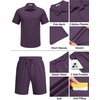 image:imageCOOFANDY Mens 2 Piece Outfits Casual Cotton Short Sleeve Polo Shirts and Shorts Sets Loose Fit Summer Athletic Track SuitsPurple