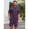 image:imageCOOFANDY Mens 2 Piece Outfits Casual Cotton Short Sleeve Polo Shirts and Shorts Sets Loose Fit Summer Athletic Track SuitsPurple