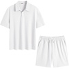 image:imageCOOFANDY Mens 2 Piece Outfits Casual Cotton Short Sleeve Polo Shirts and Shorts Sets Loose Fit Summer Athletic Track SuitsWhite