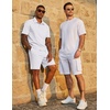 image:imageCOOFANDY Mens 2 Piece Outfits Casual Cotton Short Sleeve Polo Shirts and Shorts Sets Loose Fit Summer Athletic Track SuitsWhite
