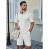 image:imageCOOFANDY Mens 2 Piece Outfits Casual Cotton Short Sleeve Polo Shirts and Shorts Sets Loose Fit Summer Athletic Track SuitsWhite