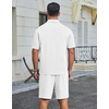 image:imageCOOFANDY Mens 2 Piece Outfits Casual Cotton Short Sleeve Polo Shirts and Shorts Sets Loose Fit Summer Athletic Track SuitsWhite