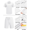 image:imageCOOFANDY Mens 2 Piece Outfits Casual Cotton Short Sleeve Polo Shirts and Shorts Sets Loose Fit Summer Athletic Track SuitsWhite