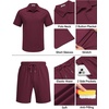 image:imageCOOFANDY Mens 2 Piece Outfits Casual Cotton Short Sleeve Polo Shirts and Shorts Sets Loose Fit Summer Athletic Track SuitsWine Red