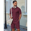 image:imageCOOFANDY Mens 2 Piece Outfits Casual Cotton Short Sleeve Polo Shirts and Shorts Sets Loose Fit Summer Athletic Track SuitsWine Red