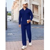 image:imageCOOFANDY Mens 2 Piece Tracksuit Set Quarter Zip Sweatsuit Athletic Running Suit Sets Long Sleeve Casual OutfitsDenim Blue