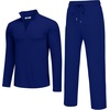 image:imageCOOFANDY Mens 2 Piece Tracksuit Set Quarter Zip Sweatsuit Athletic Running Suit Sets Long Sleeve Casual OutfitsDenim Blue