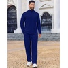image:imageCOOFANDY Mens 2 Piece Tracksuit Set Quarter Zip Sweatsuit Athletic Running Suit Sets Long Sleeve Casual OutfitsDenim Blue