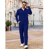 image:imageCOOFANDY Mens 2 Piece Tracksuit Set Quarter Zip Sweatsuit Athletic Running Suit Sets Long Sleeve Casual OutfitsDenim Blue