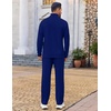 image:imageCOOFANDY Mens 2 Piece Tracksuit Set Quarter Zip Sweatsuit Athletic Running Suit Sets Long Sleeve Casual OutfitsDenim Blue
